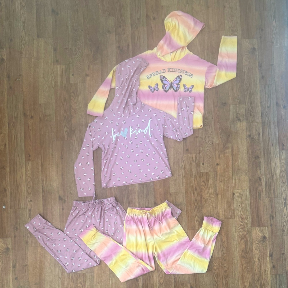 Girls Jenna & Jessie Sweatsuits Bundle Lot Size 8 Drawstring Lounge Set Hoodies
